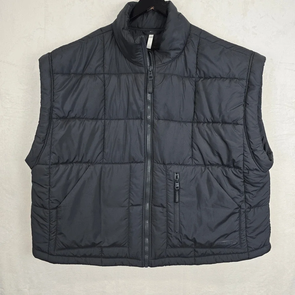 Fabletics Mens Black Quilted Puffer Vest Full Zip Mock Neck size 2X